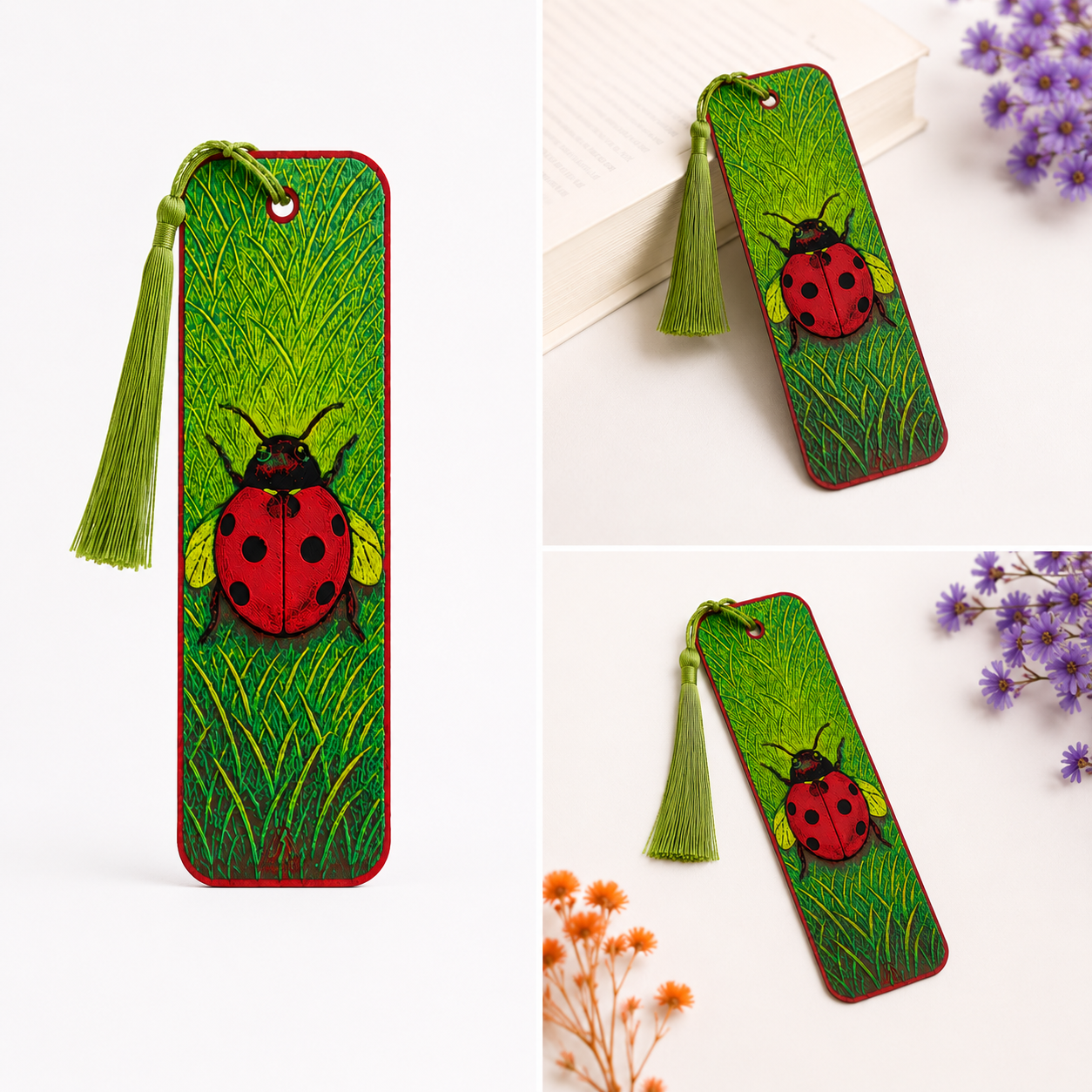 Ladybug Bookmark with Tassel 3D Printed