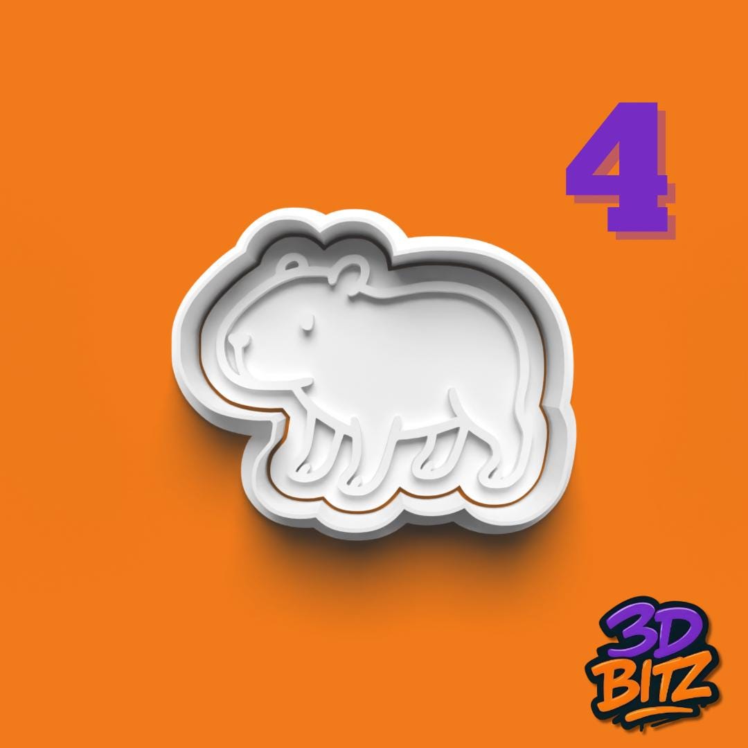 Capybara Cookie Cutter Set: 4 Adorable Animal Designs Cookie Cutter & Embosser Set