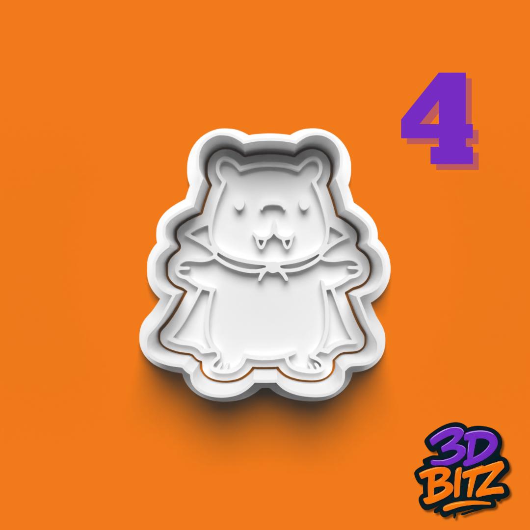Halloween Capybara Cookie Cutter Set: Ghost, Vampire, Witch Designs Cookie Cutter & Embosser Set