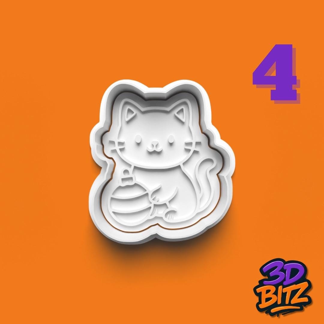 Christmas Cat Cookie Cutter & Embosser Set