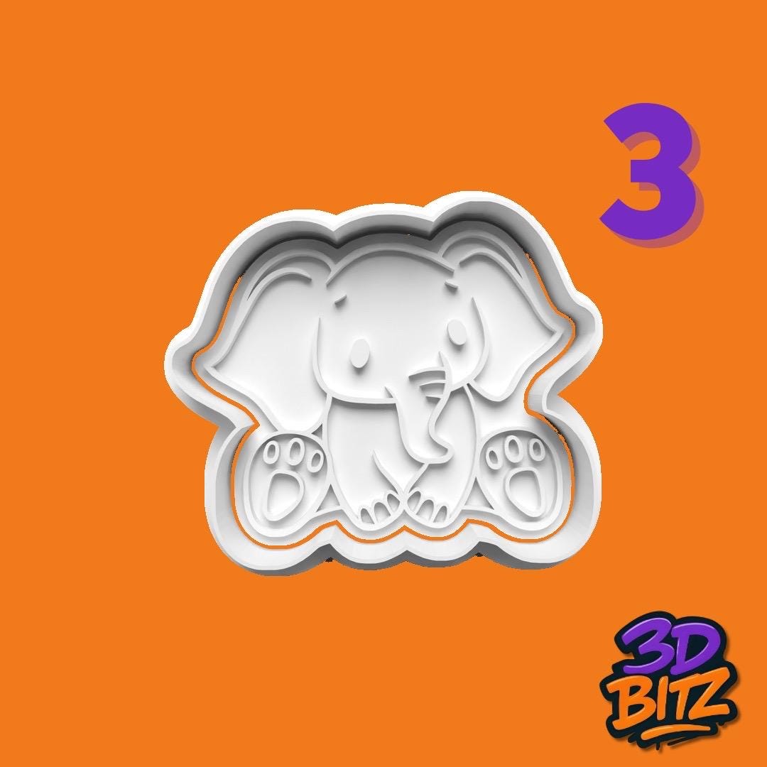 Elephant Cookie Cutter & Embosser Set, Safari Theme