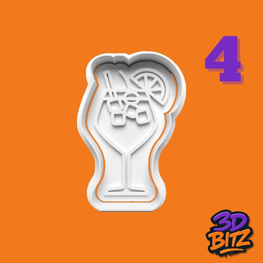 Alcohol Drinks Cookie Cutter & Embosser Set