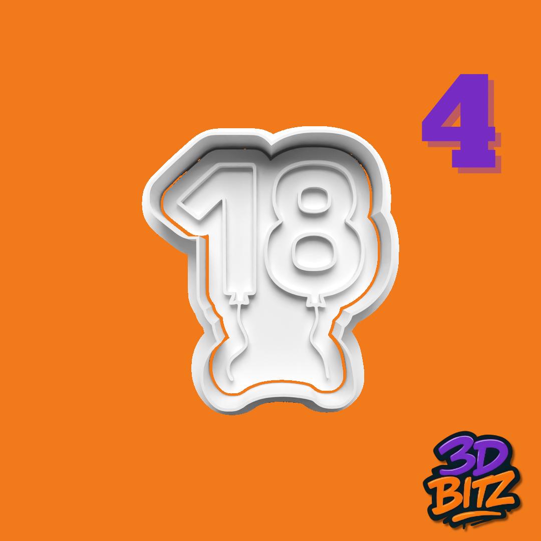 18th Birthday Cookie Cutter Set: 3D Printed Baking, Cake & Fondant Cookie Cutter & Embosser Set