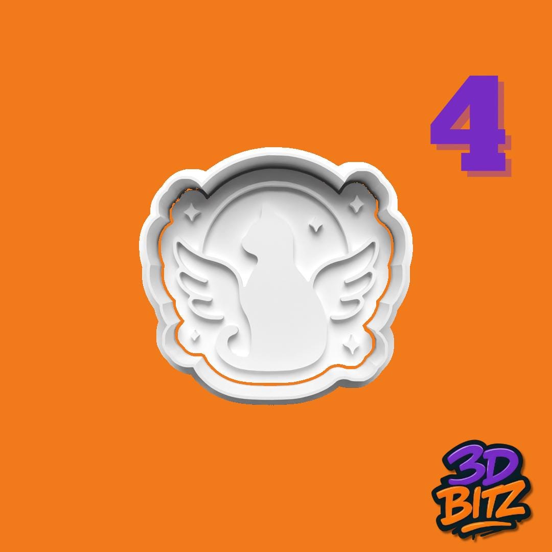 Cat Memorial Cookie Cutters: Angel, Paw Print, Wings (3D Printed) Cookie Cutter & Embosser Set