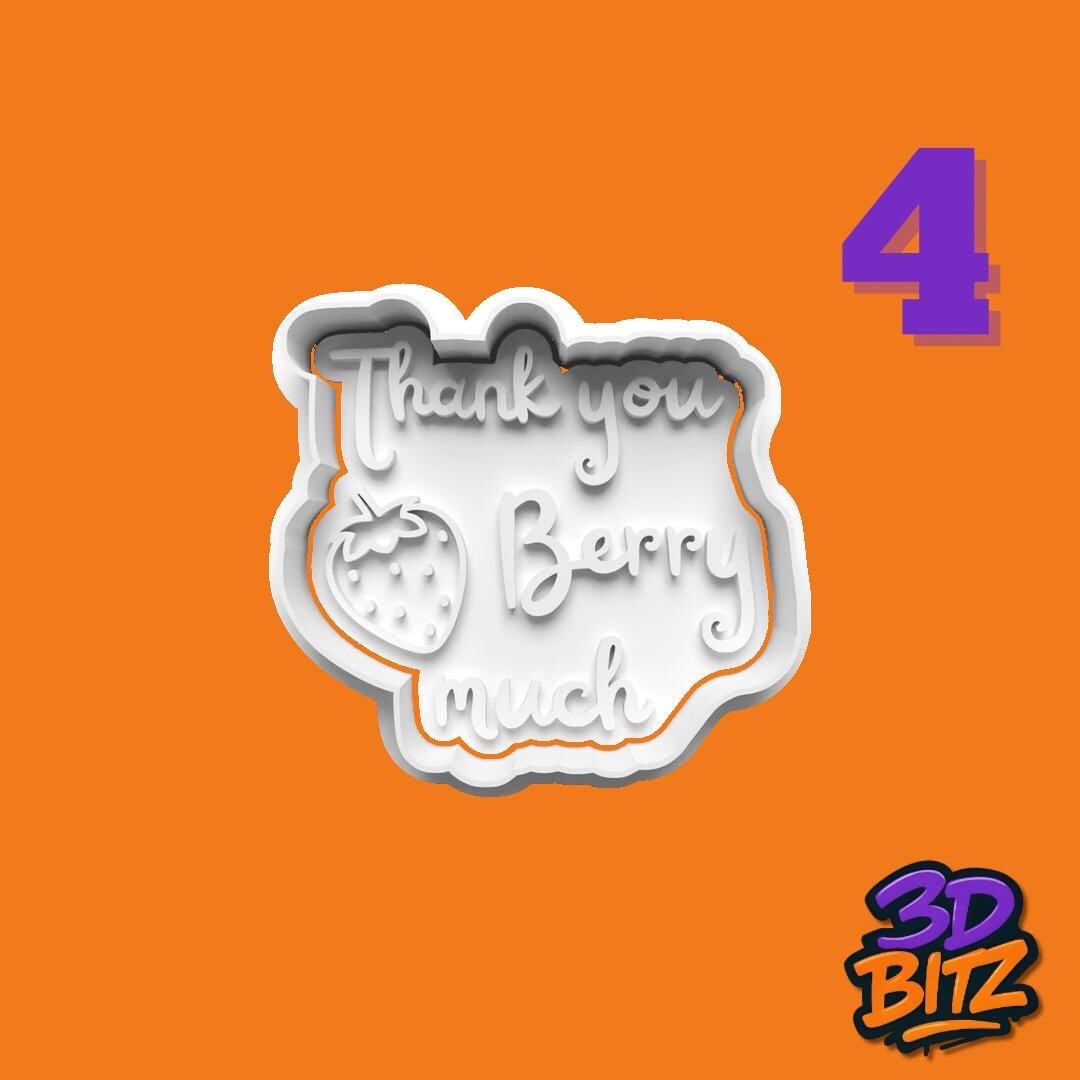 Strawberry first birthday Cookie Cutter & Embosser Set