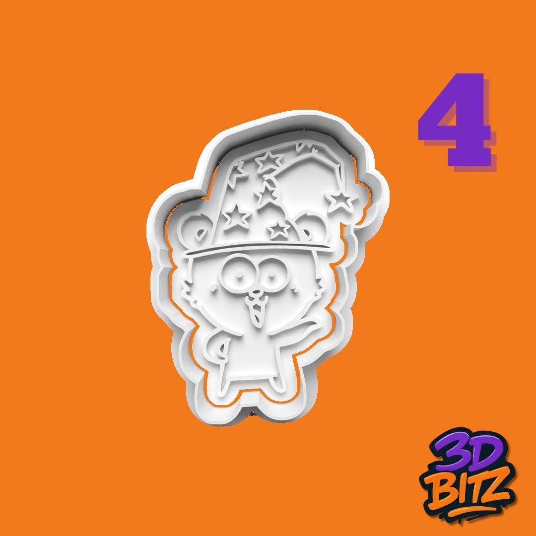 Cute Wizard Cat Cookie Cookie Cutter & Embosser Set