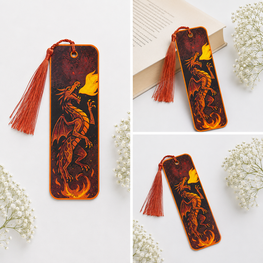 Fire Dragon Bookmark with Tassel