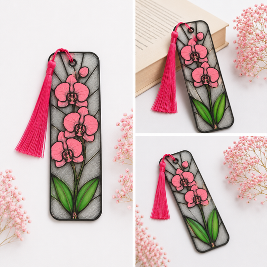 Pink Orchid Bookmark with Tassel