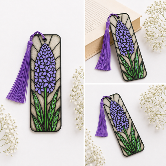 Purple Floral Bookmark with Tassel