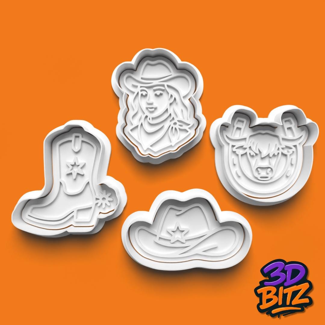 Cowgirl Cookie Cutter Set: Wild West Rodeo Biscuit Stamp Cookie Cutter & Embosser Set