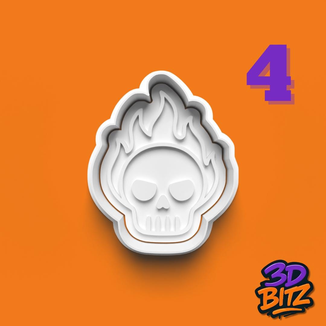 Skull Cookie Cutter Set: Halloween, Day of the Dead, Pirate Cookie Cutter & Embosser Set