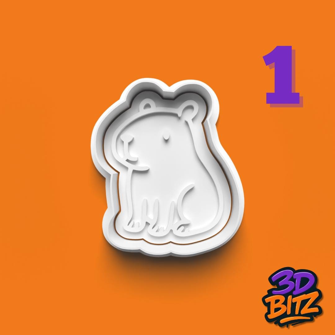 Capybara Cookie Cutter Set: 4 Adorable Animal Designs Cookie Cutter & Embosser Set