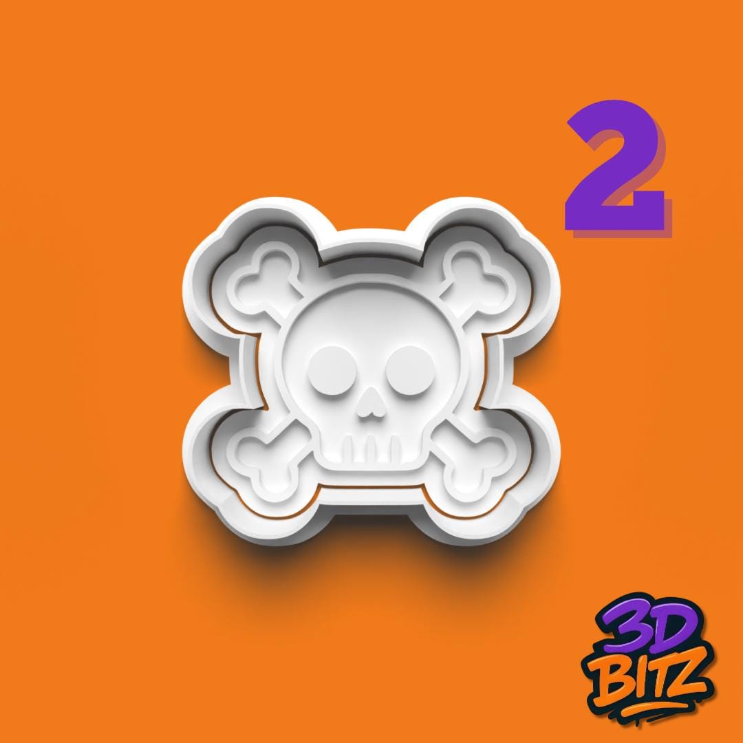 Skull Cookie Cutter Set: Halloween, Day of the Dead, Pirate Cookie Cutter & Embosser Set