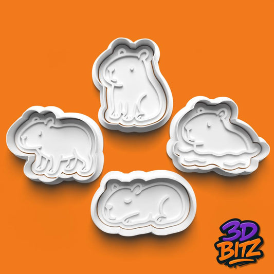 Capybara Cookie Cutter Set: 4 Adorable Animal Designs Cookie Cutter & Embosser Set