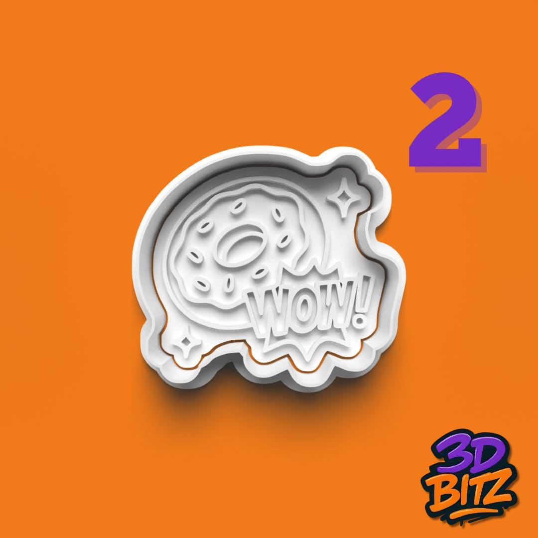 Pop Art Cookie Cutter Set: Comic Style 3D Printed Baking Cookie Cutter & Embosser Set