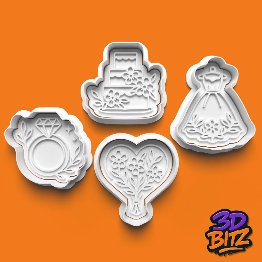 Wedding Cookie Cutter & Embosser Set