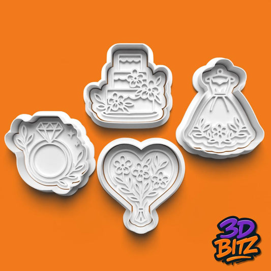 Wedding Cookie Cutter & Embosser Set