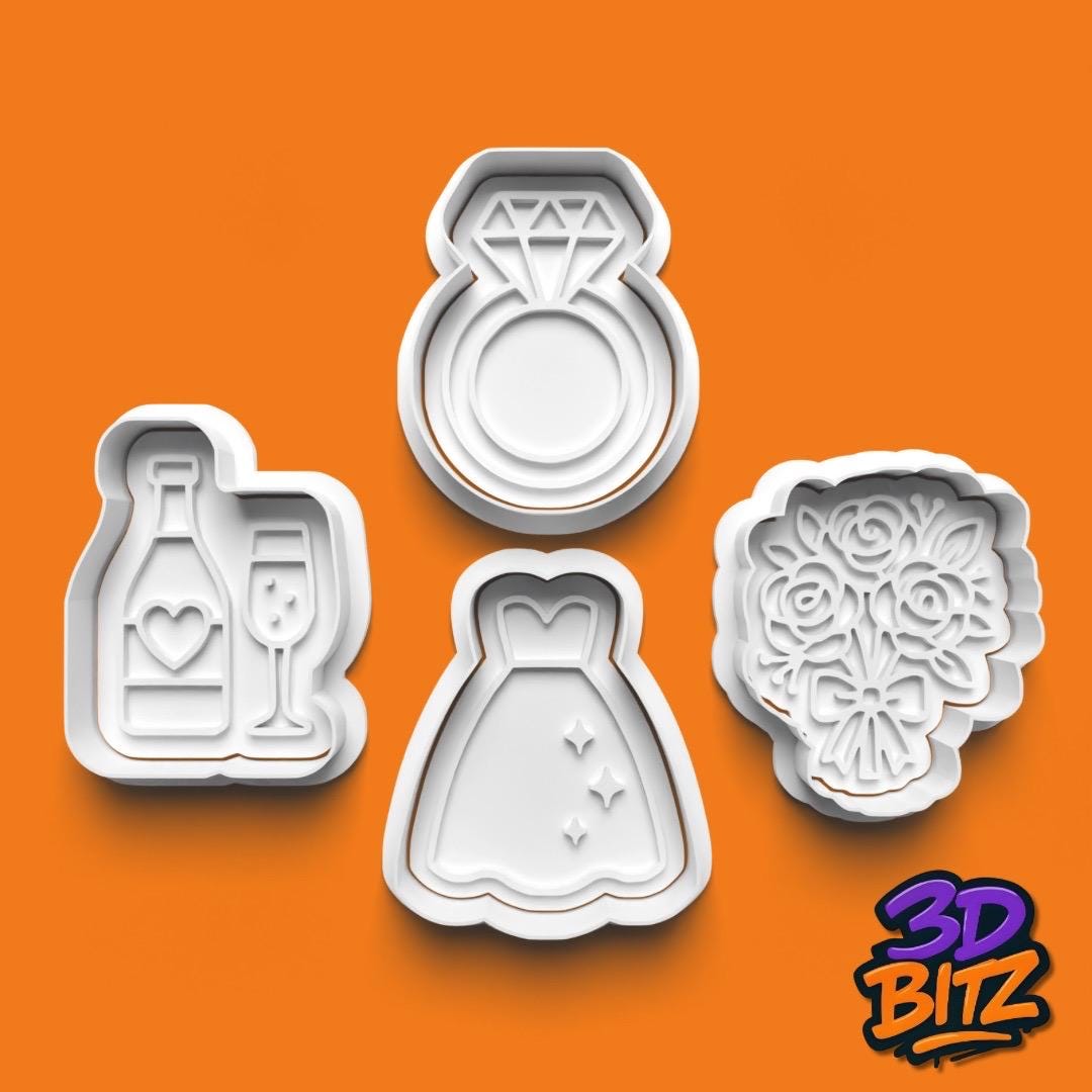 Wedding Cookie Cutter & Embosser Set
