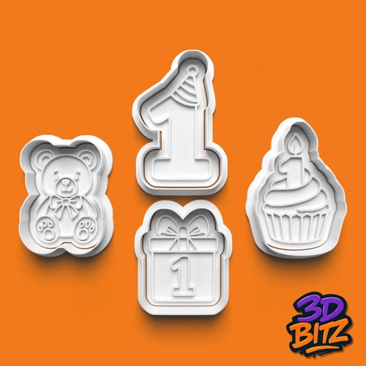 1st Birthday Cookie Cutter & Embosser Set