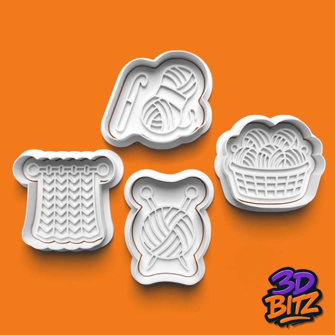 Knitting & Crochet Cookie Cutter & Embosser Set