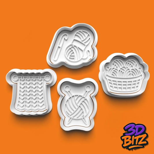 Knitting & Crochet Cookie Cutter & Embosser Set