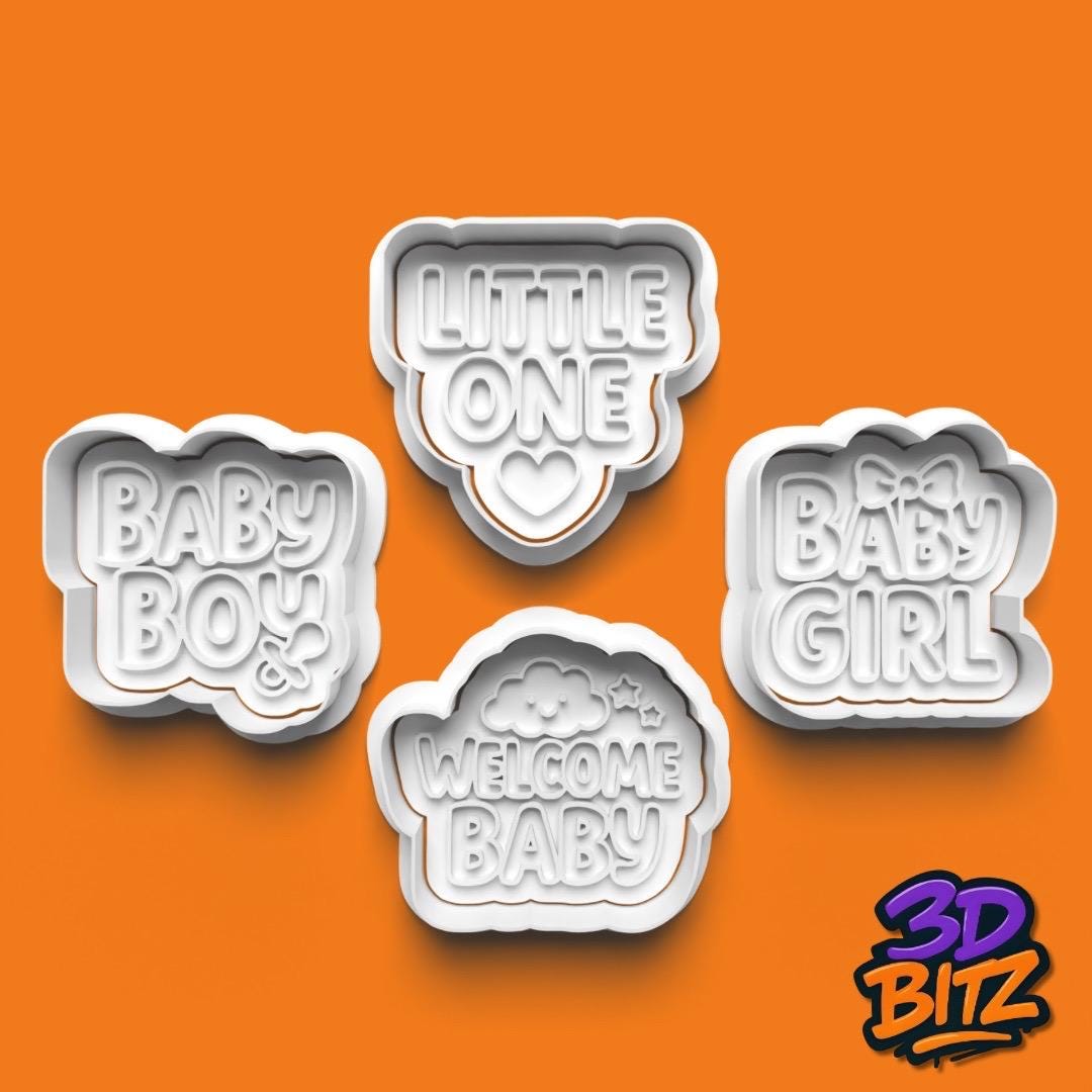 Baby Shower Cookie Cutter & Embosser Set: New Baby, Gender Reveal