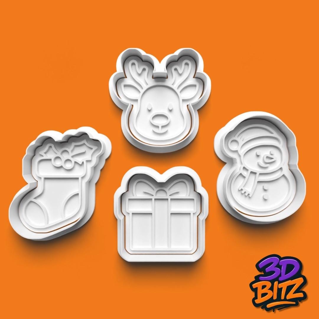 Classic Christmas Cookie Cutter & Embosser Setreindeer, present and more
