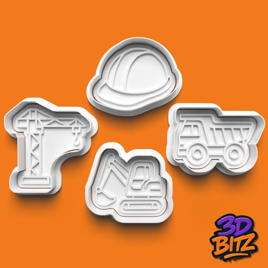 Construction Vehicle Cookie Cutter & Embosser SetDigger, crane and more