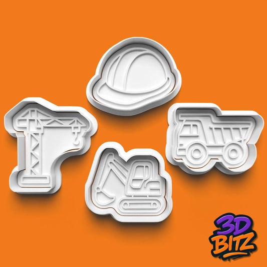Construction Vehicle Cookie Cutter & Embosser SetDigger, crane and more