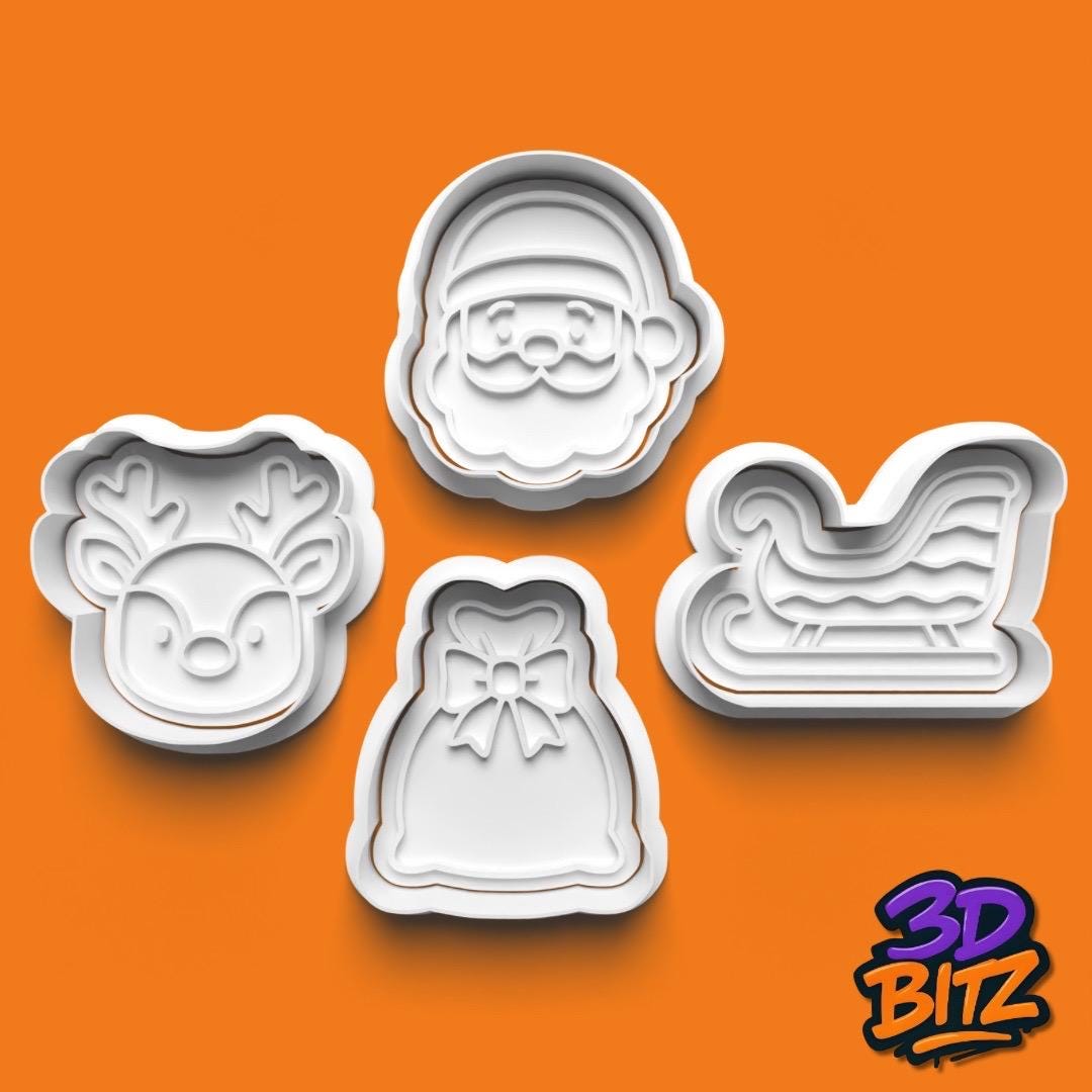 Santa & Reindeer Cookie Cutter & Embosser Set