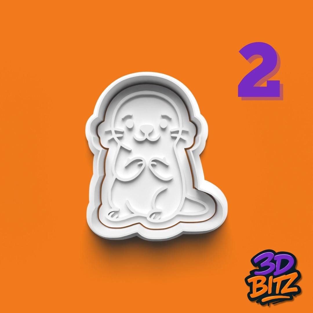 Animal Cookie Cutter & Embosser Set, Red Panda, Sloth, Otter