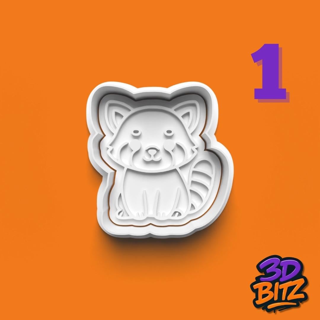 Animal Cookie Cutter & Embosser Set, Red Panda, Sloth, Otter