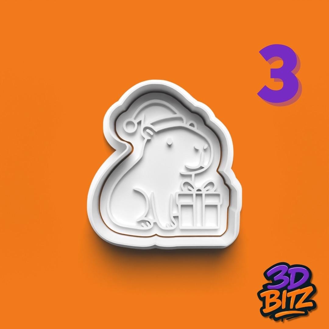 Christmas Capybara Cookie Cutter & Embosser Set