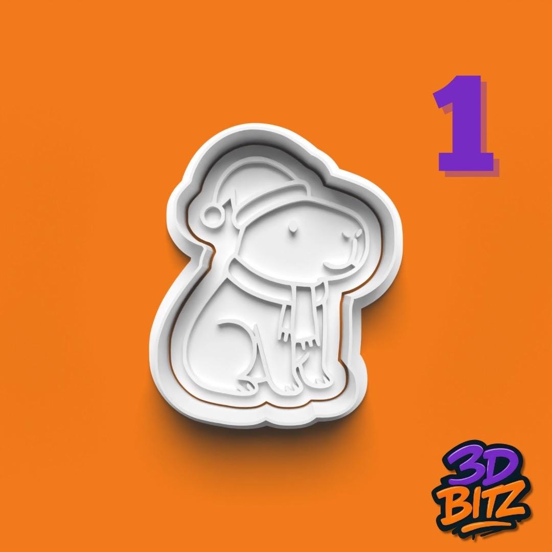 Christmas Capybara Cookie Cutter & Embosser Set