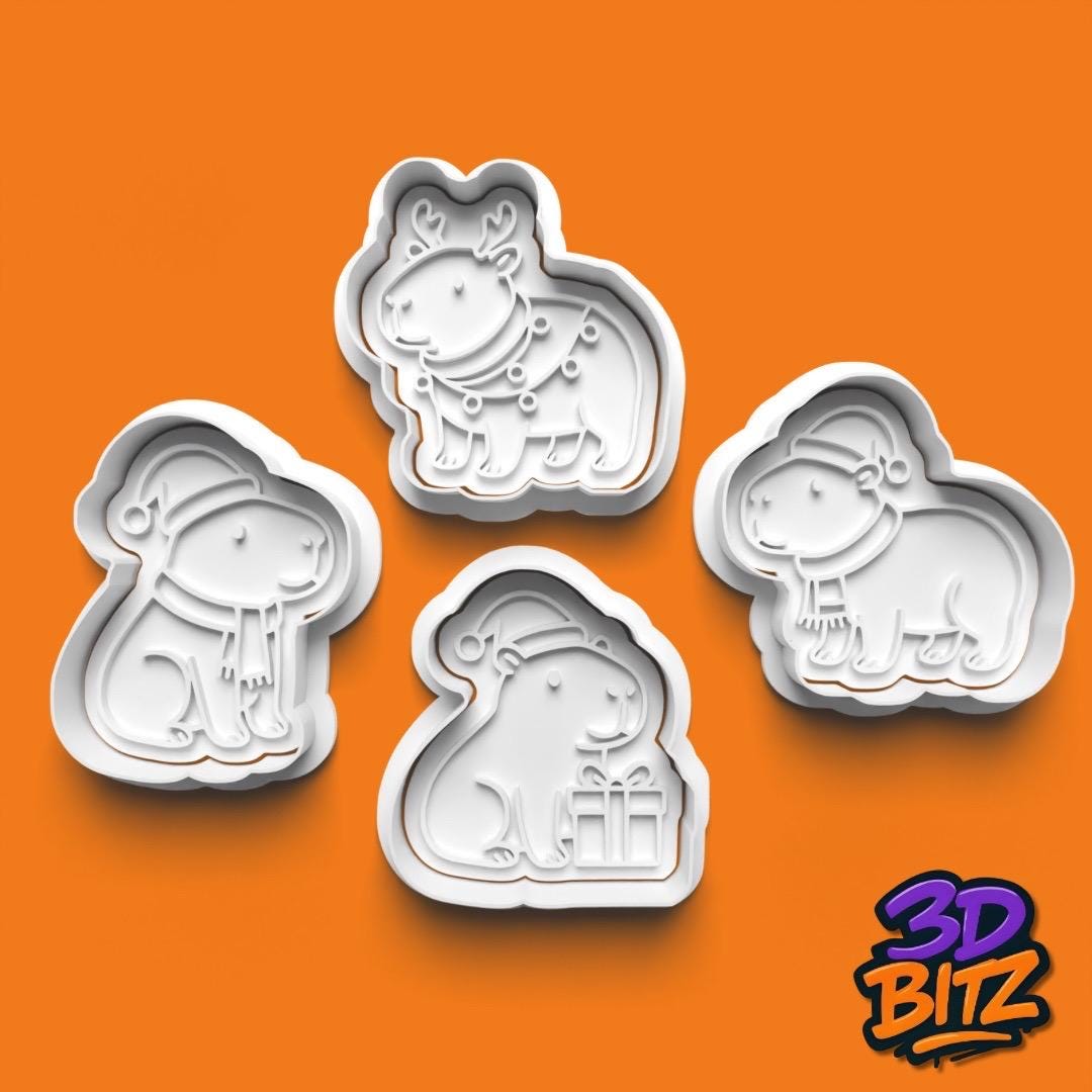 Christmas Capybara Cookie Cutter & Embosser Set