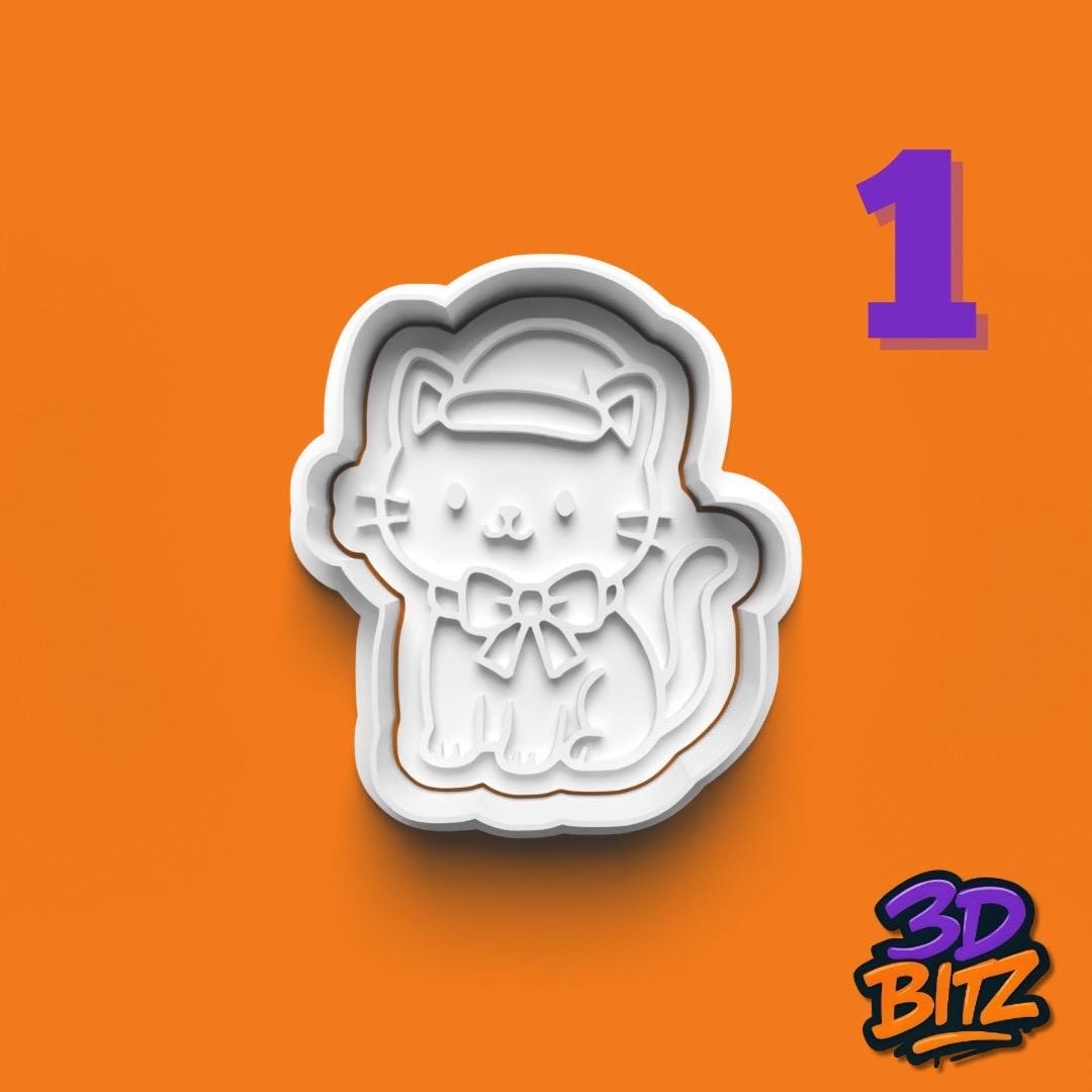 Christmas Cat Cookie Cutter & Embosser Set