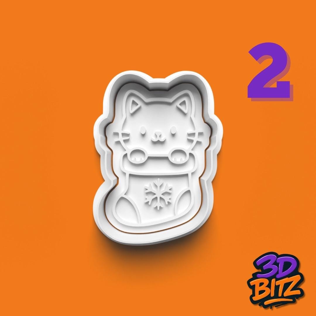 Christmas Cat Cookie Cutter & Embosser Set