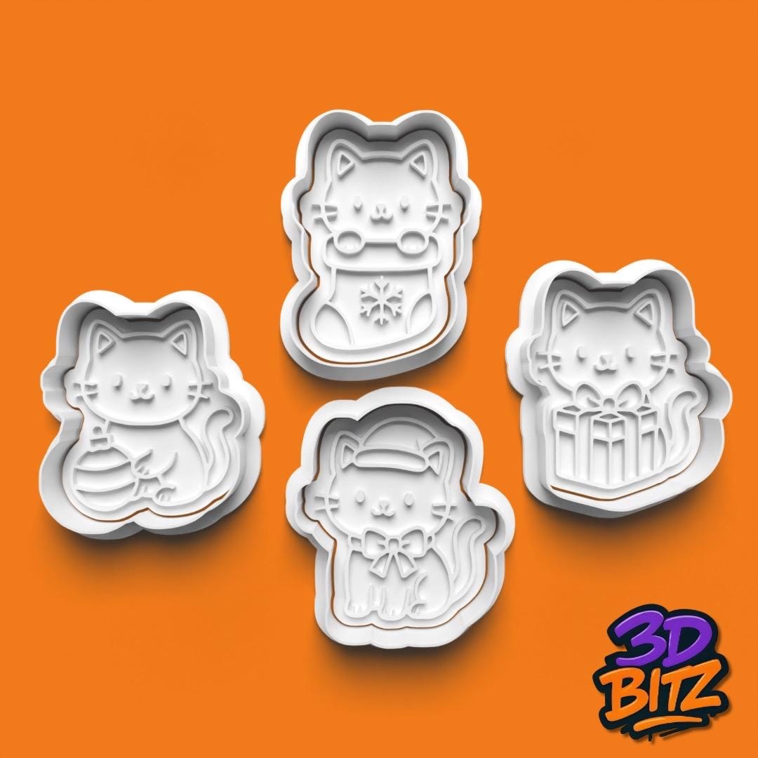 Christmas Cat Cookie Cutter & Embosser Set