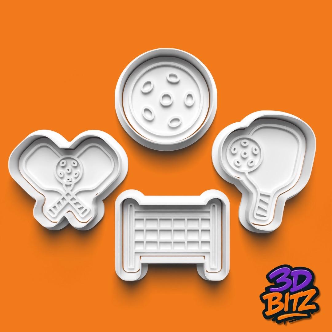 Pickleball Cookie Cutter & Embosser Set