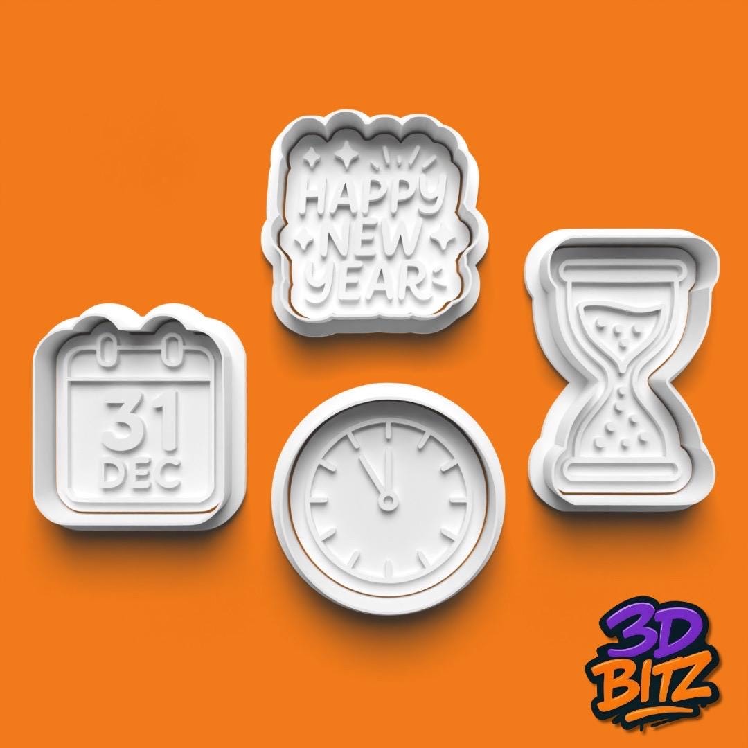 New Year Cookie Cutter & Embosser Set