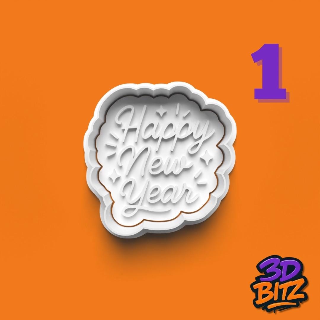 New Year Cookie Cutter & Embosser Set