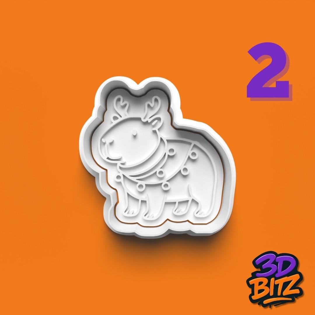 Christmas Capybara Cookie Cutter & Embosser Set