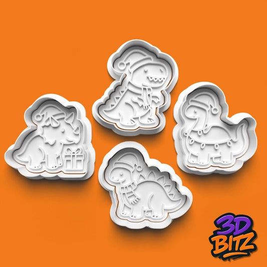 Christmas Dinosaur Cookie Cutter & Embosser Set