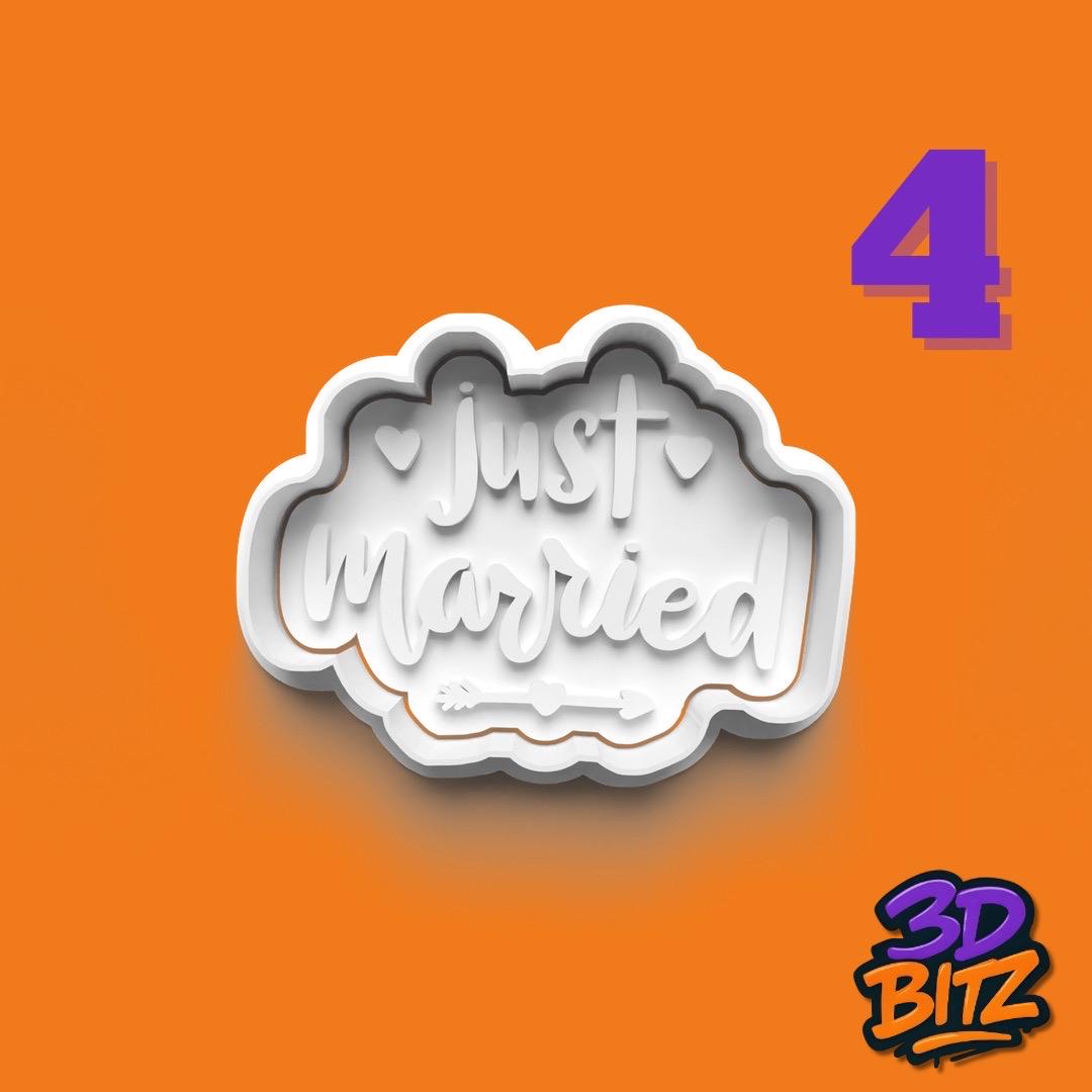 Just Married Wedding Cookie Cutter & Embosser Set