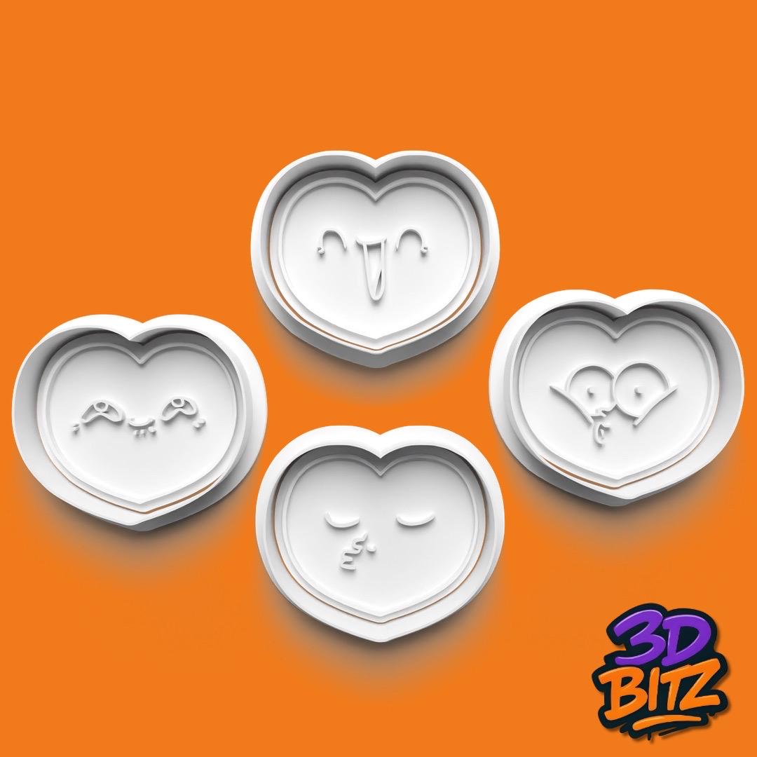 Heart Face Cookie Cutter & Embosser Set: Valentine's Bake