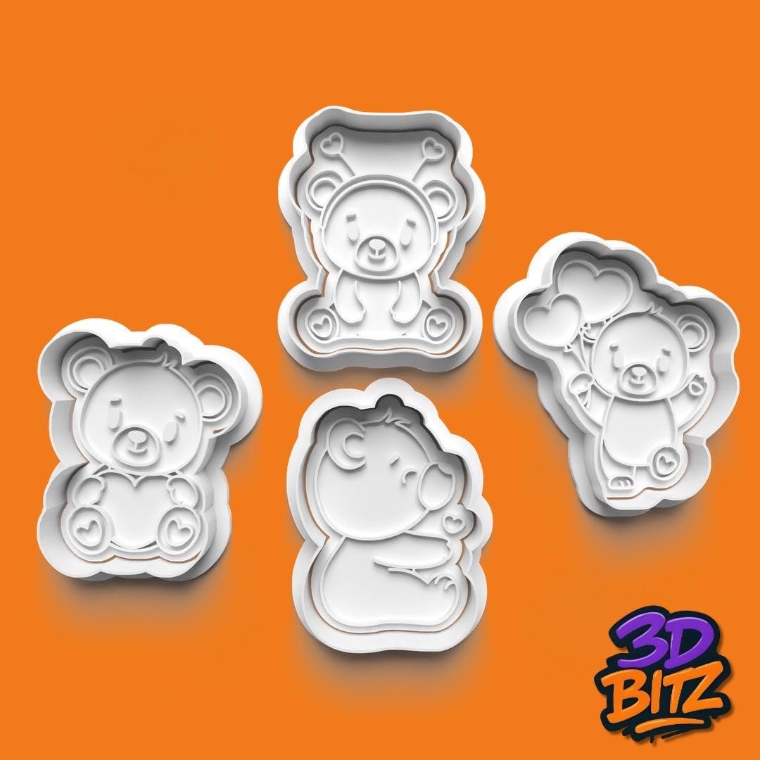 Teddy Bear Cookie Cutter & Embosser Set: Valentine's Day, Baby Shower