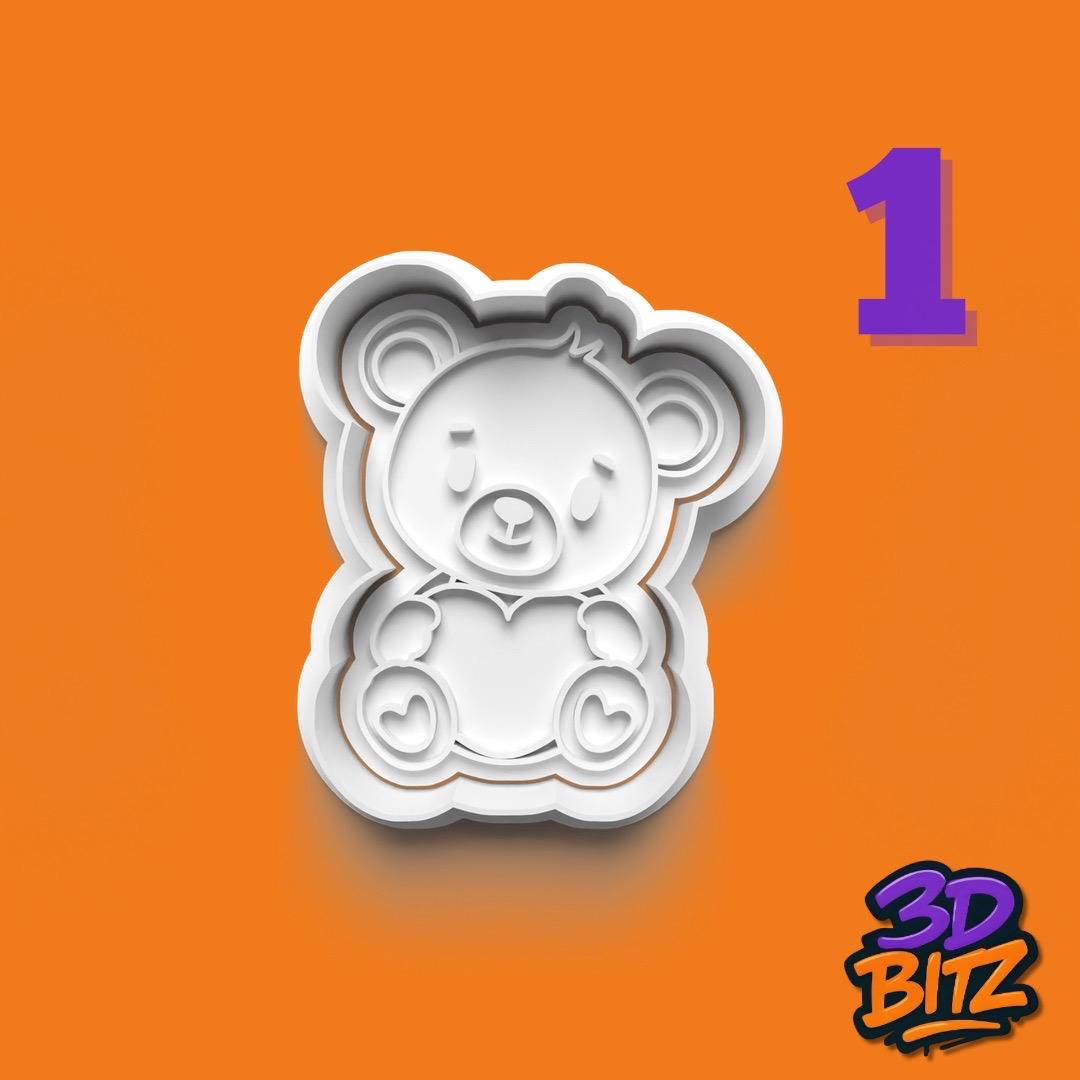 Teddy Bear Cookie Cutter & Embosser Set: Valentine's Day, Baby Shower