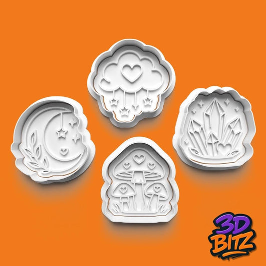 Whimsical Celestial Cottagecore Cookie Cutter & Embosser Set
