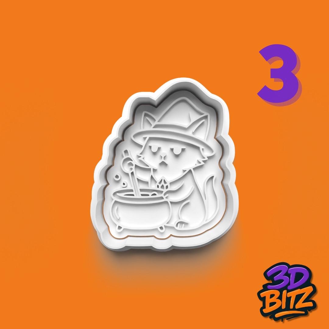 Witch Cat Cookie Cutter & Embosser Set