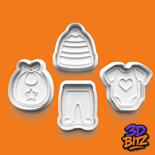Baby Clothes Cookie Cutter & Embosser Setcupcake topper